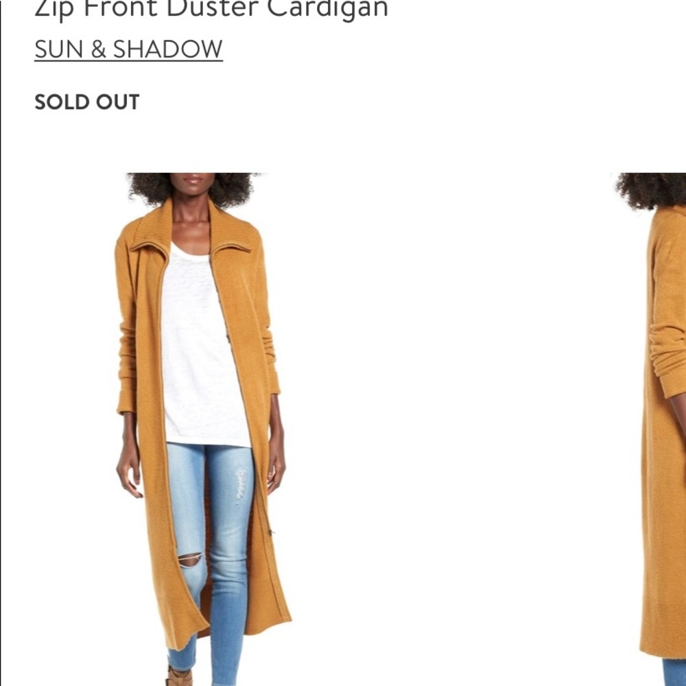 Sun and shadow zip front duster cardigan